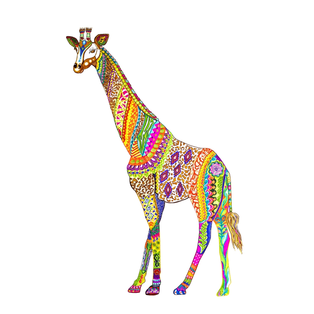 Giraffe Spirit Animal Framed Canvas Print, Home Decor, Wall Hanging, Bohemian