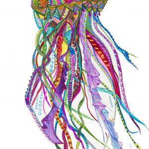 Jellyfish Spirit Animal Abstract Art Painting Framed Canvas Print, Home Decor, Wall Hanging, Bohemian