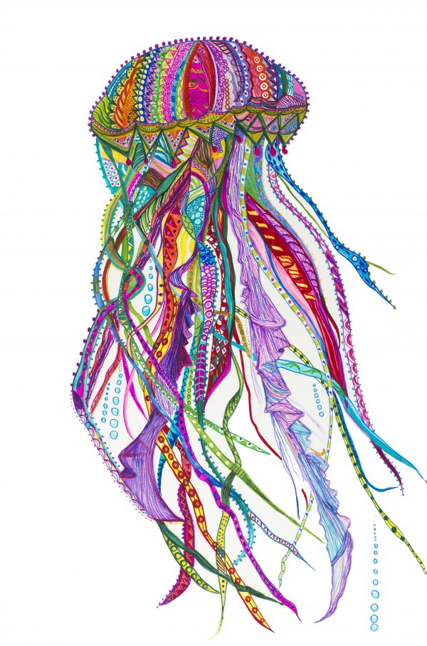 Jellyfish Spirit Animal Abstract Art Painting Framed Canvas Print, Home Decor, Wall Hanging, Bohemian
